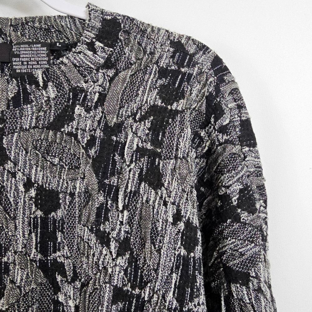 Jhane Barnes Wool Blend Sweater in Black and Gray - Size L - Picture 4 of 8